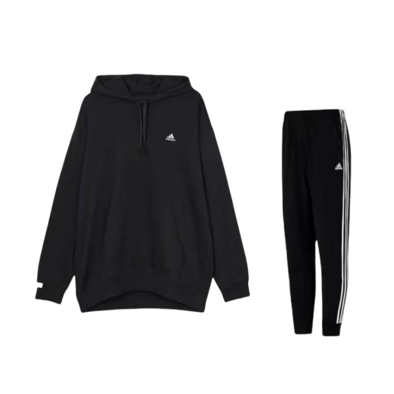

Толстовка Adidas с длинным рукавом, спортивная, повседневная, в полоску, с манжетами, штаны, толстовка, комплект, унисекс, толстовки, черный цвет H46105+IV7600 M