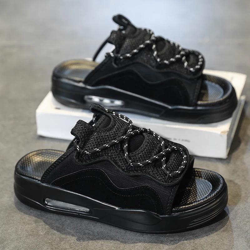 Summer Leisure Air Cushion Anti Slip Men's Sandals Outdoor Versatile Fashion Canvas Personalized Beach Shoes Plus Size 39-47