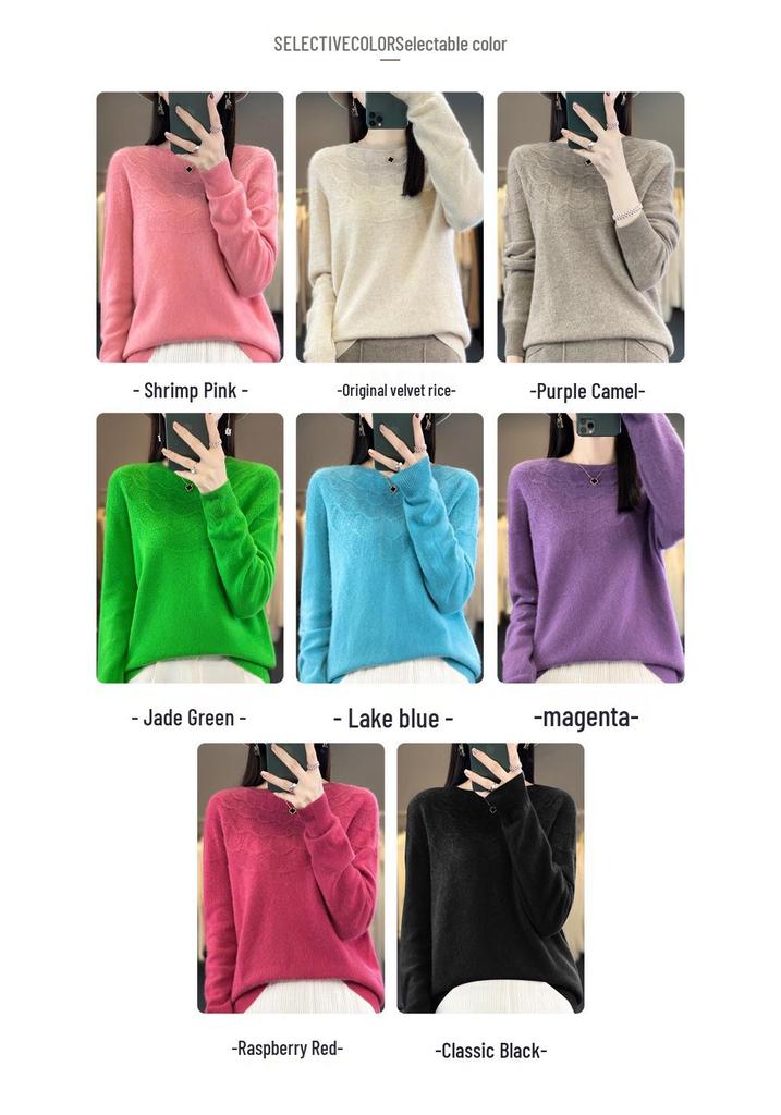 2023 Round Neck Casual Wool Sweater for Women - Spring, Autumn, and Winter Loose Knit Base Layer