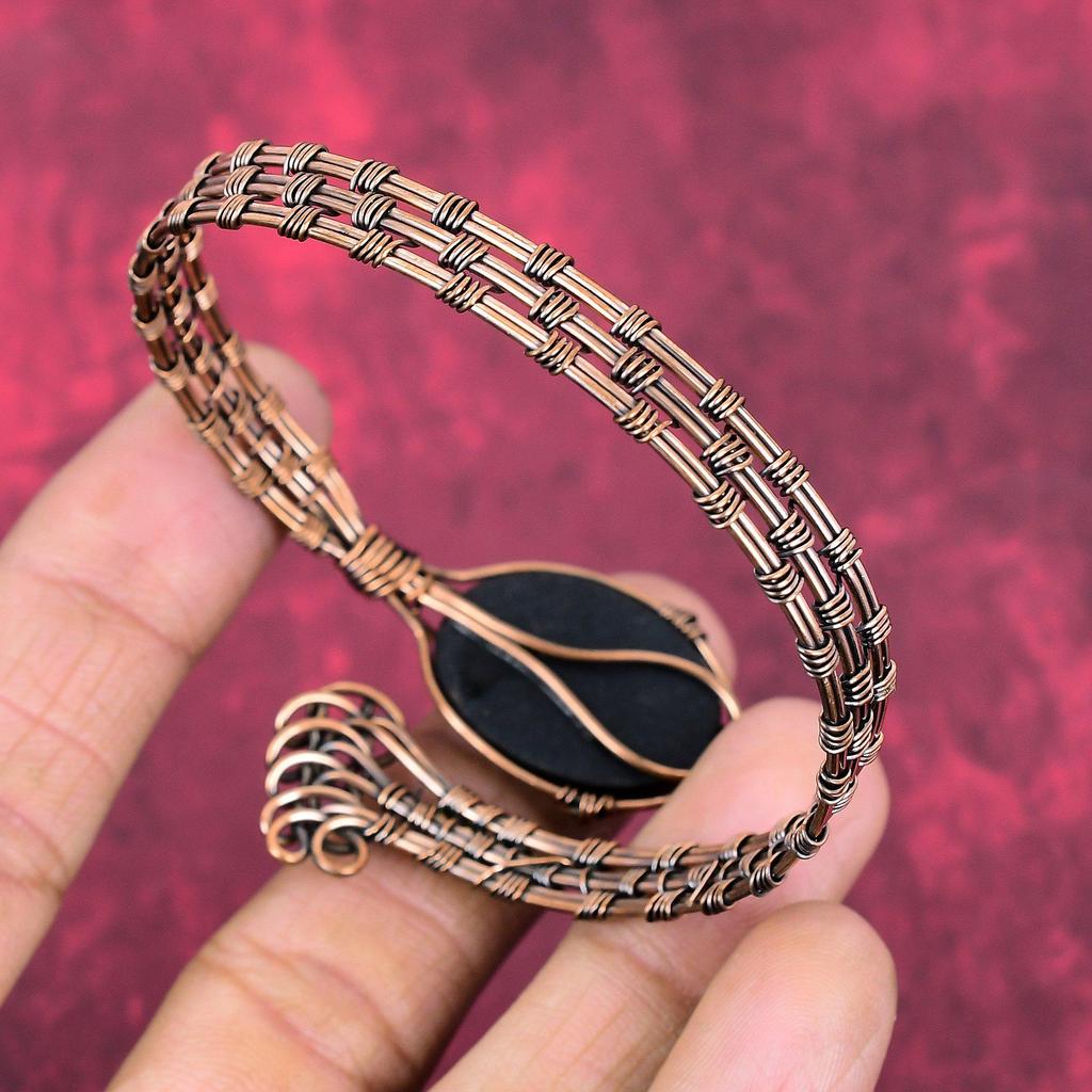 Abalone shell bangle copper wire wrapped cuff bracelet adjustable bangle handmade jewelry gemstone cuff bracelet gifts for mom unique bangle