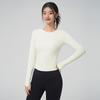 Women's Seamless Slimming Round Neck Long Sleeve Yoga Top - Breathable, Waist-Cinching Fitness Wear for Autumn and Winter