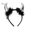 Devil Horn Decor peapael Palus kangast käsitsi valmistatud kerge elastse disainiga juukserõngas Cosplay peod Halloweeni aksessuaarid