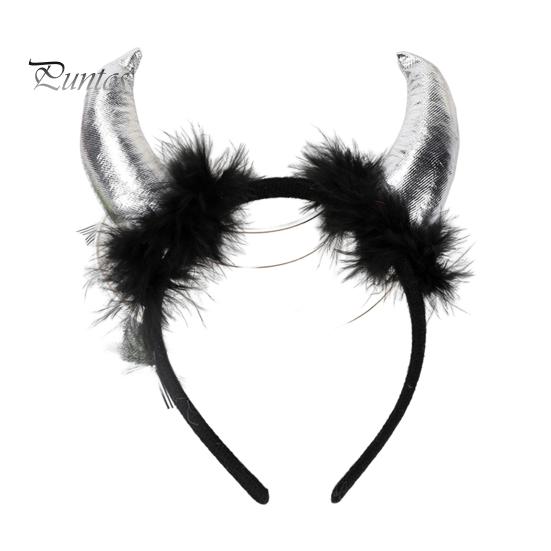 Devil Horn Decor peapael Palus kangast käsitsi valmistatud kerge elastse disainiga juukserõngas Cosplay peod Halloweeni aksessuaarid