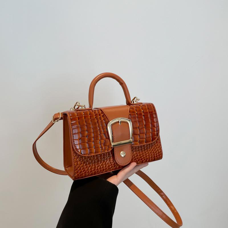 Трендовая ретро минималистичная женская сумка через плечо, шикарная средняя квадратная ПУ сумка шоколадный