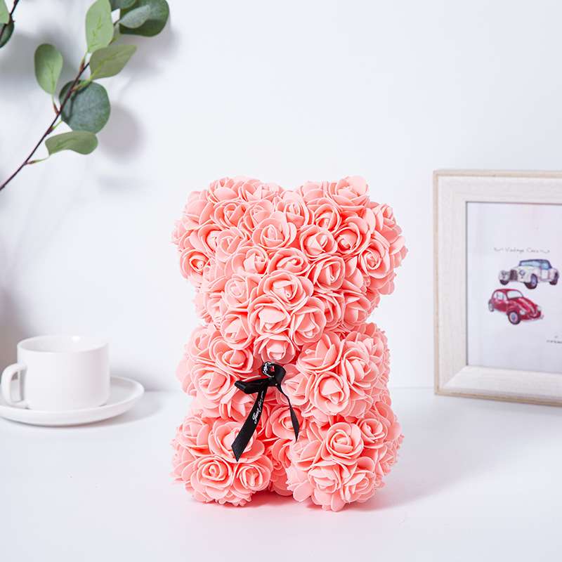Romantic Valentine's Day Creative Eternal Flower Rose Bear Christmas Gift Rose Bear Hug Bear Wedding Flower Decoration Gift