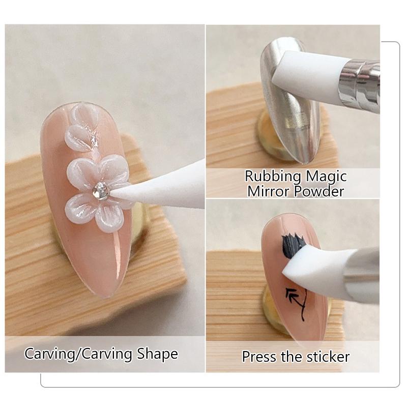 Silicone Wooden Pole Nail Art Pen Brush Uv Gel Polish Tip 3D Image Diy Dotting Polish Brushes Sculpture Pen Diy Manicure Tool