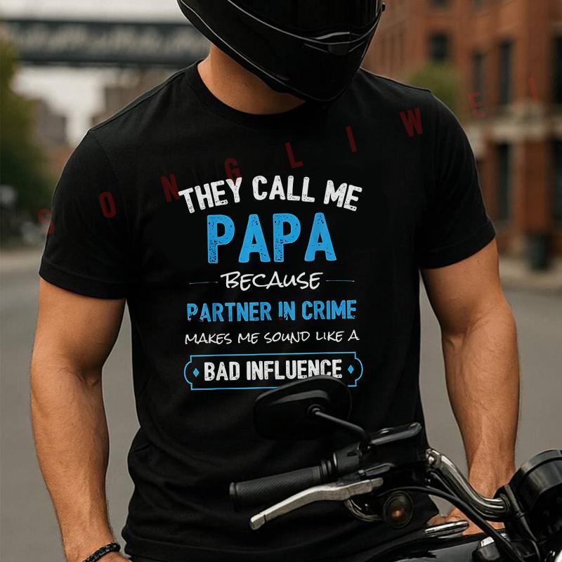 Funny Grandpa Dad Crime Partner Moto T-Shirt Men And Women Aesthetic High Quality Cotton Tees