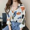 Blusas Camisas Primavera 2025 Manga Larga Cuello Vuelto Dama de Oficina Estampado Blusa Camisa de Gasa Mujer Tops J763