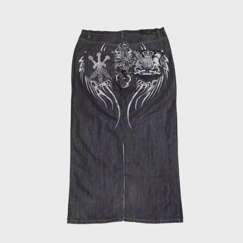 Bigboy Men's American Street Hip-Hop Print Casual Straight Jeans