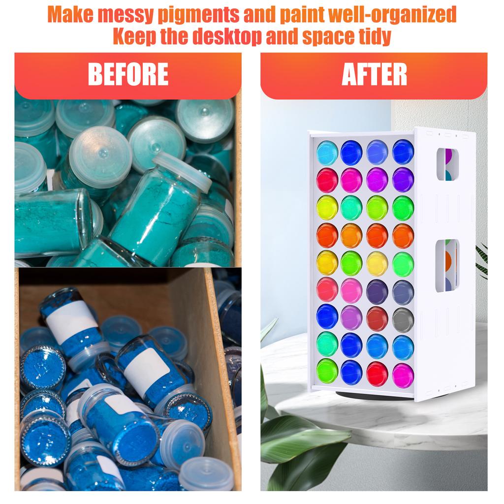 Craft Paint Storage Rack 72 Holes Paint Storage Tower Vertical 360° Spinning Craft Paint Storage Organizer Portable Paint