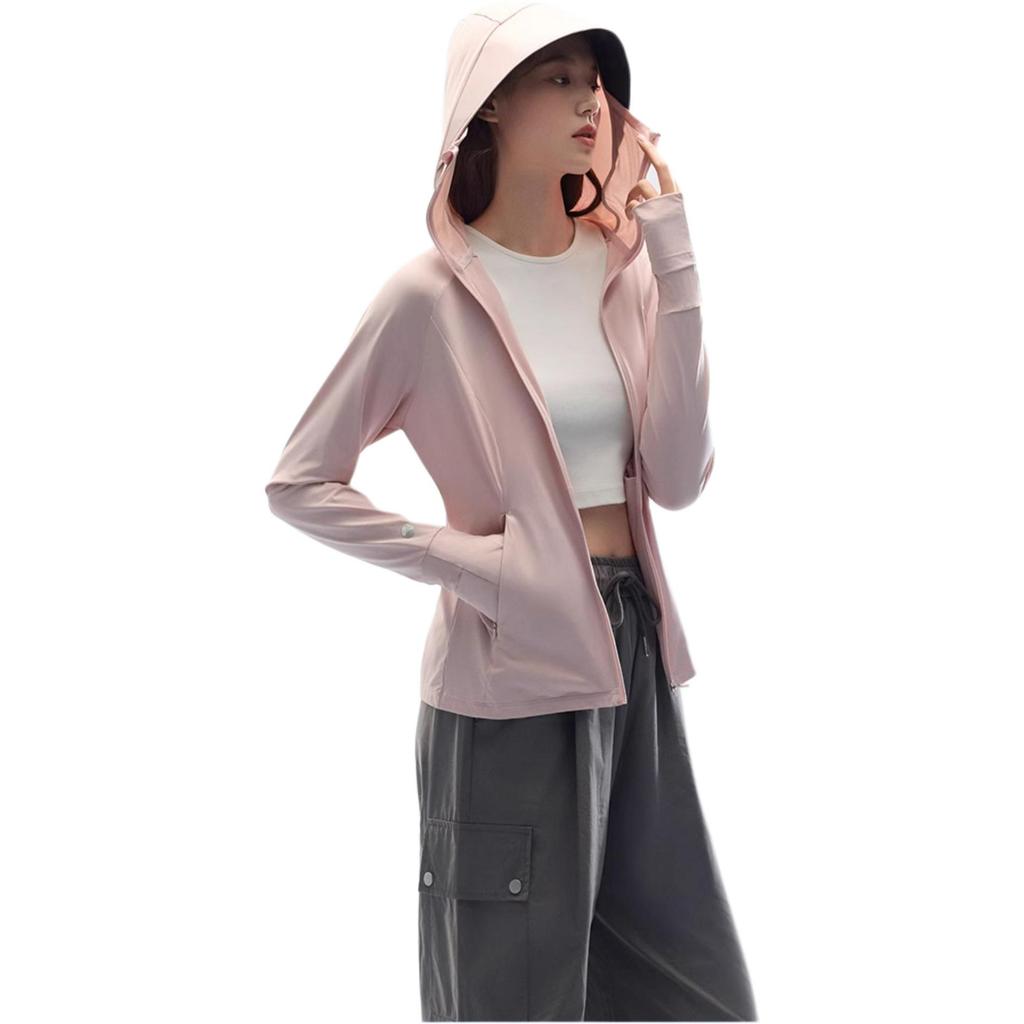 Anta Training Series Solid Color Zip-Up Hooded Comfortable Breathable Versatile Sun Protection Jacket Women jackets Mousse-Pink 962527703-2