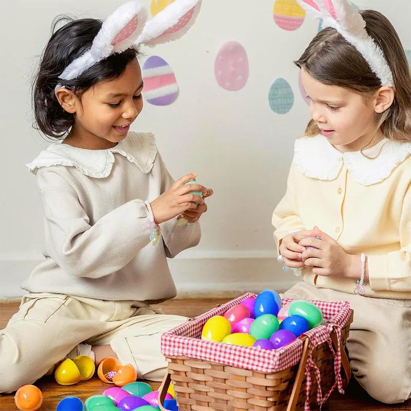 30 ו-40 יחידות ביצי פסחא ללא מילוי ביצה למילוי צעצוע לילדים קופסת אריזת מתנה צבעונית משחק חיפוש ביצי פסחא לילדים חומרים ליצירה DIY