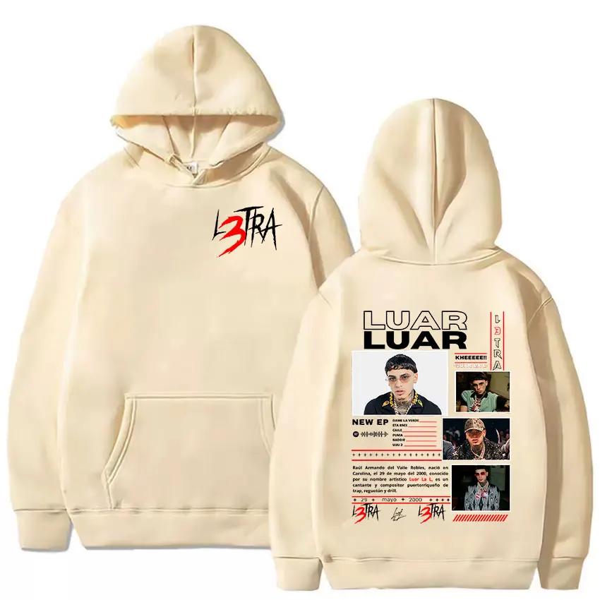 Rapper Luar La L L3TRA Tour Merch 2025 Album hoody Men fashion Fleece pullover Sweatshirt Unisex Hip Hop gothic hoody streetwear