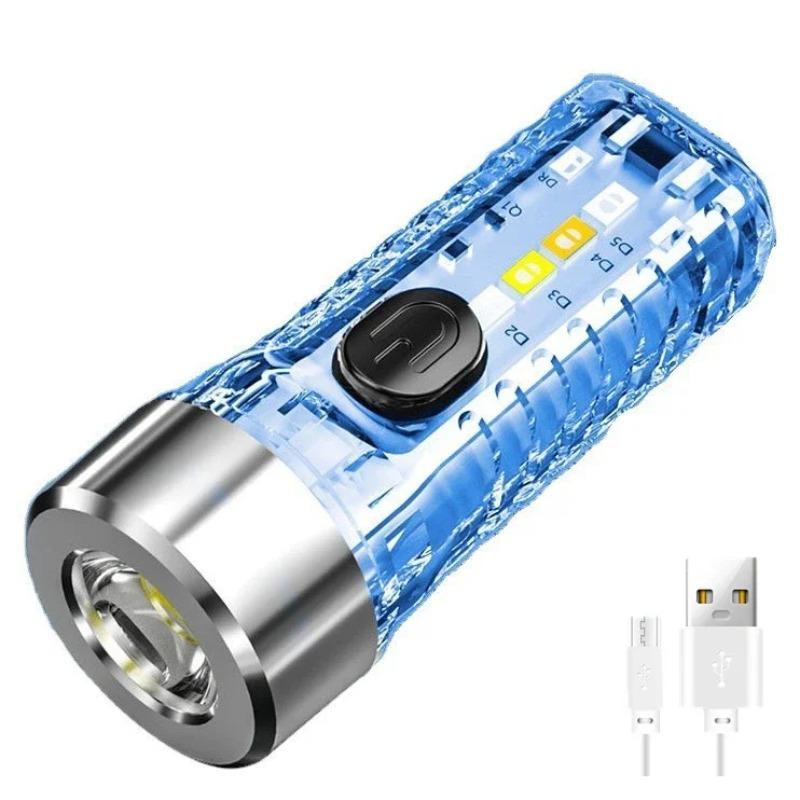 Mini Schlüsselanhänger Taschenlampe USB Wiederaufladbare Handleuchte Wasserdicht Taschenlampe Outdoor Warnung Camping Handlampe