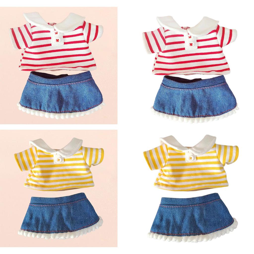 Doll T Shirt+Denim Skirt Soft Costume Outfits for 20cm Dolls Thanksgiving Gifts Birthday Gifts New Year Gifts Halloween Gifts