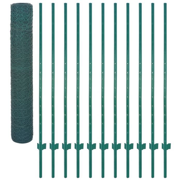 Clôture en grillage métallique - Maison Exclusive - 25 x 1,5 m - Acier enduit PVC - Vert