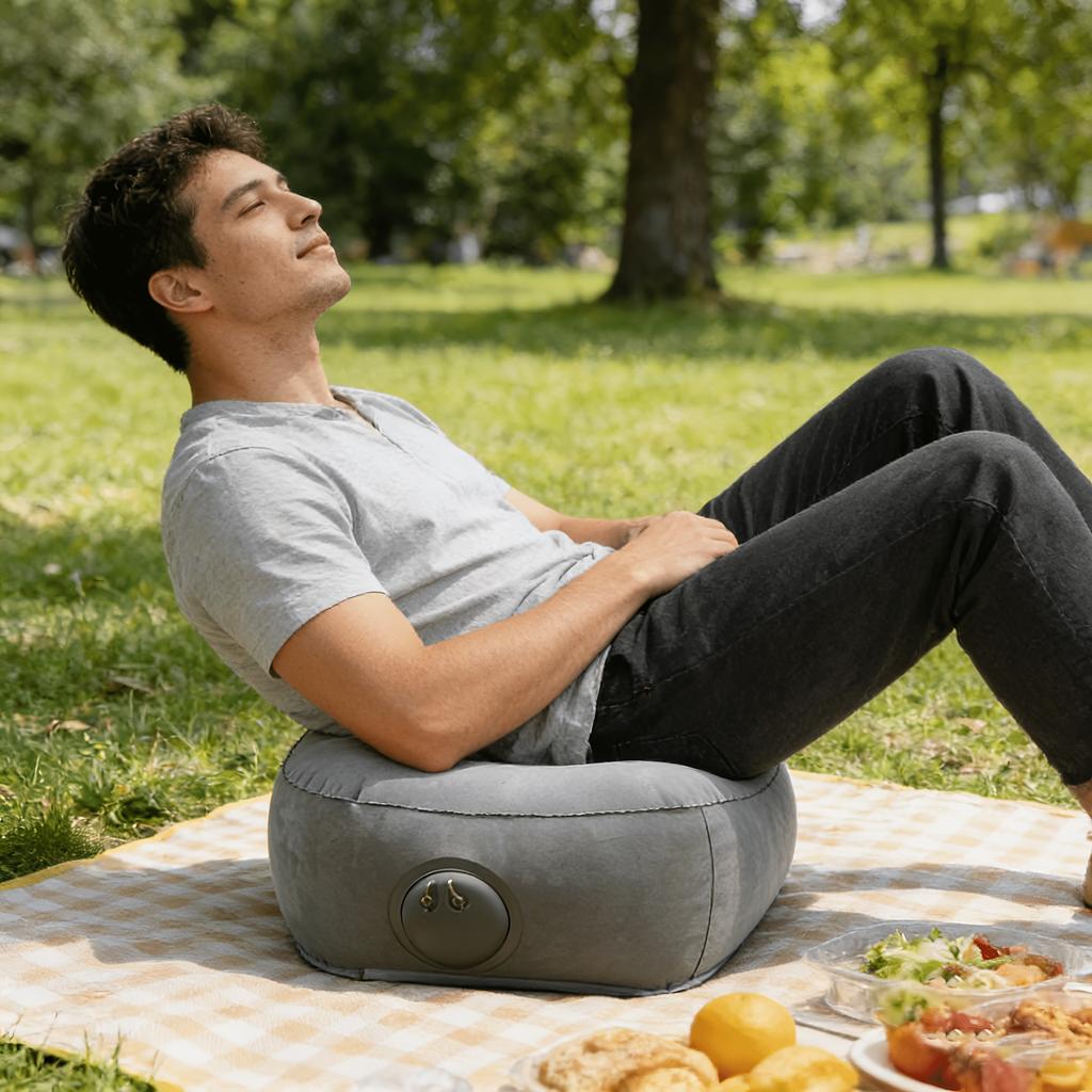 Press-Inflatable Portable Folding Lazy Chair - Camping & Fishing Inflatable Seat, Outdoor Stargazing Recliner, Quick-Inflate & Wear-Resistant