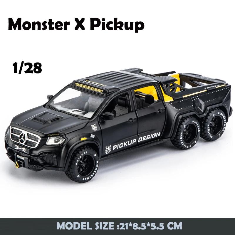 

Моделирование 1:28 масштабов Benzs X-Class 6X6, модель внедорожника, звук и свет, металлический пикап, игрушки для детей, подарок для мальчиков, Voiture