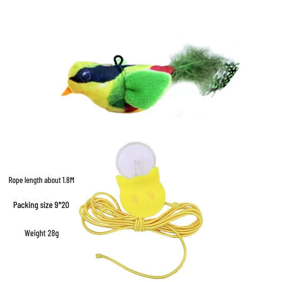 Interaktywne zabawki dla kotów: Samobujający się patyk z piórami w kształcie ptaka, trwały i odporny na gryzienie, z funkcją dźwiękową dla rozrywki kociąt.