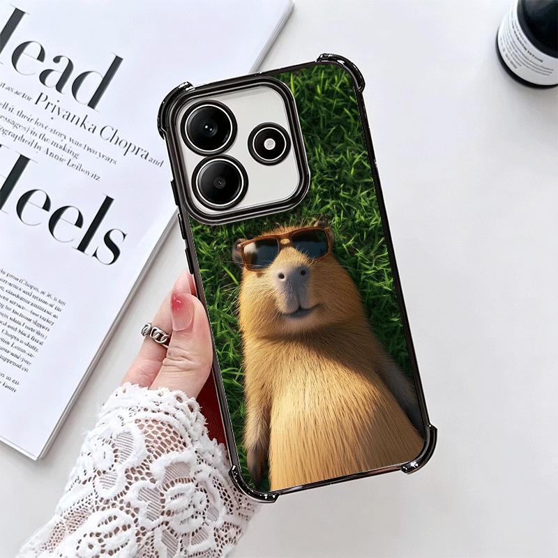 Animal Capybara Cute Plating Phone Case For Xiaomi Redmi Note 14 15 Pro Plus 13 12 11 11S 11T 10 9S 9 5G Anti-Fall Airabag Cover