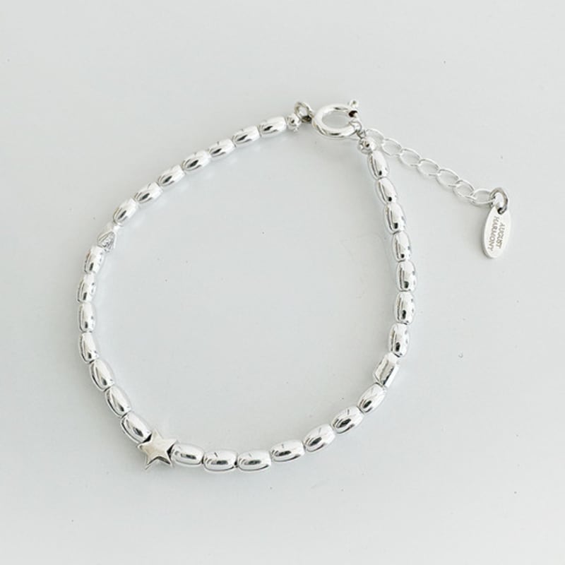 August Harmony 925silver Mirror Powder Beads Bracelet / 5color