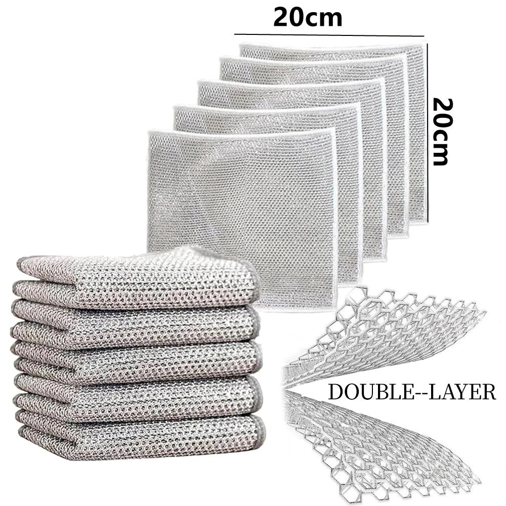 

1-50PCS Magic Dishcloth Silver Wire Cleaning Kitchen Cloth Thickened Microfiber Wash Towel Built-in Sponge Steel Wire Ball Rag 1PC