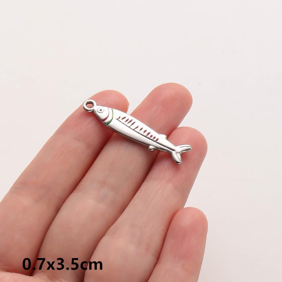 6pcs Enamel Marine Animal Starfish Fish Tail Sea Turtle Stainless Steel Charms For Jewelry Making Bulk Handmade Keychain Pendant