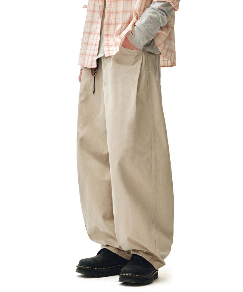 DECET Barrel Wide Leg Pants Dcpt071Beige