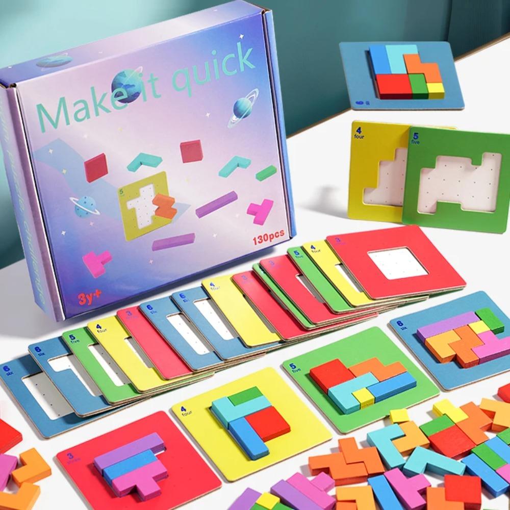 3D Puzzle Zwei-Personen Interaktives Desktop-Spiel Tangram Mathespielzeug Bausteine Brett Farbe Form Für Kinder Geschenke