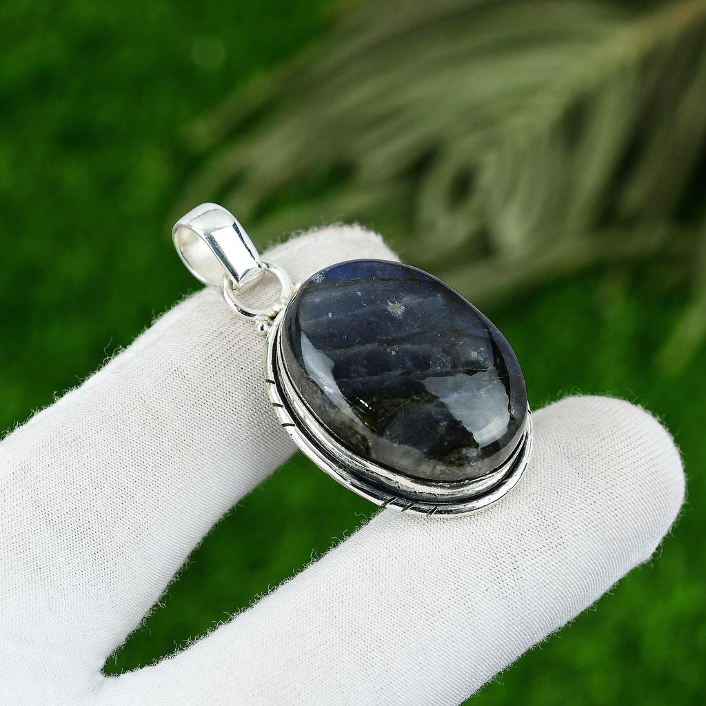 925 Sterling Silver Labradorite Gemstone Trendy Birthday Wife Pendant Jewelry