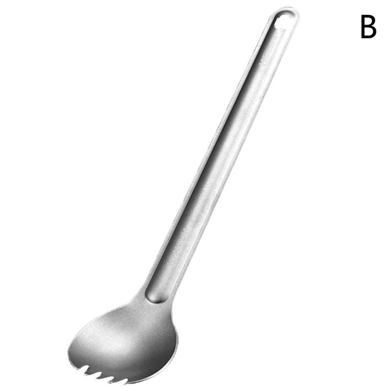 

Титановая ложка Ложка с длинной ручкой Открытый кемпинг Spork Посуда для кемпинга B
