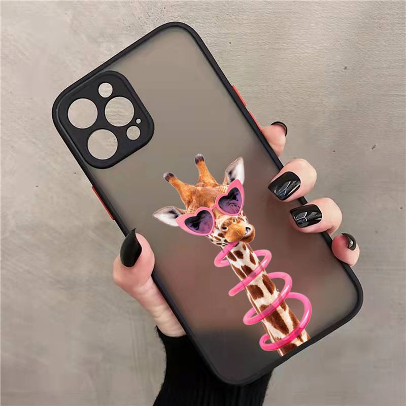 Žirafa zvíře roztomilé a vtipné Pouzdro na telefon matné průhledné Pro iphone 7 8 11 12 13 plus mini x xs xr pro max kryt