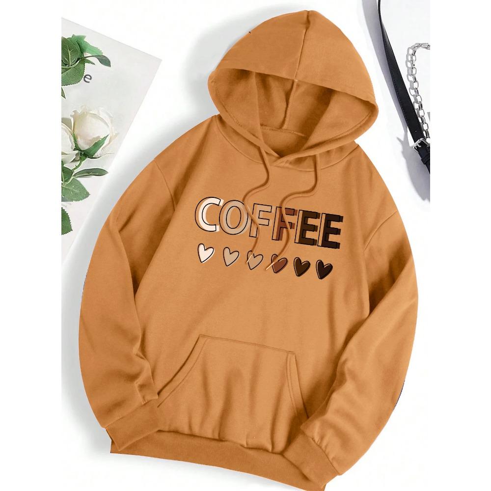 Love Coffee Funny Letter Graphic Printing Hoody Woman Fashion  Sweatshirt Casual S-6XL Hooded Autumn Oversized Clothing
