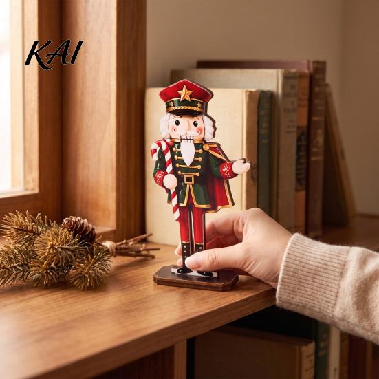 Durable Wooden Holiday Ornament Christmas Nutcracker Table Sign, Soldier Figure Standing Collectible Statue Decorative Desktop for Tiered Tray, Party