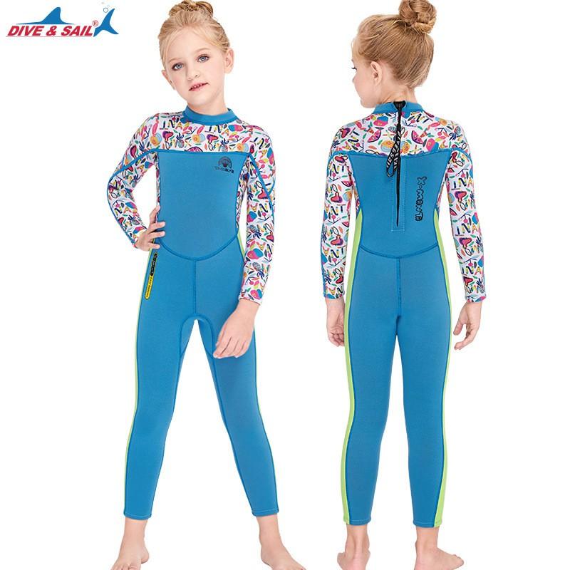 Kids 2.5mm Neoprene Wetsuit Full Body Long Sleeve Warm Suit Snorkeling Surfing Swimming Winter Spring Fall