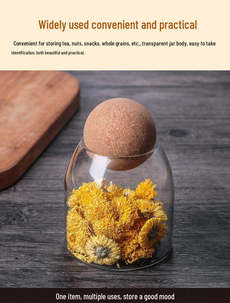 Large Capacity High-Borosilicate Glass Jar with Cork Stopper for Tea, Coffee, and Nuts Storage