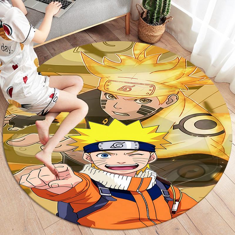 Naruto Power Up Round Area Rug Carpet Rug For Living Room Bedroom Sofa Playroom Decor Nonslip Floor Mat