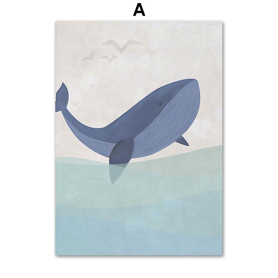 Whale Sailboat Ocean Wave Walk Nautical Maritime Quote Wall Art Canvas Painting Posters And Prints Wall Pictures Kids Room Decor