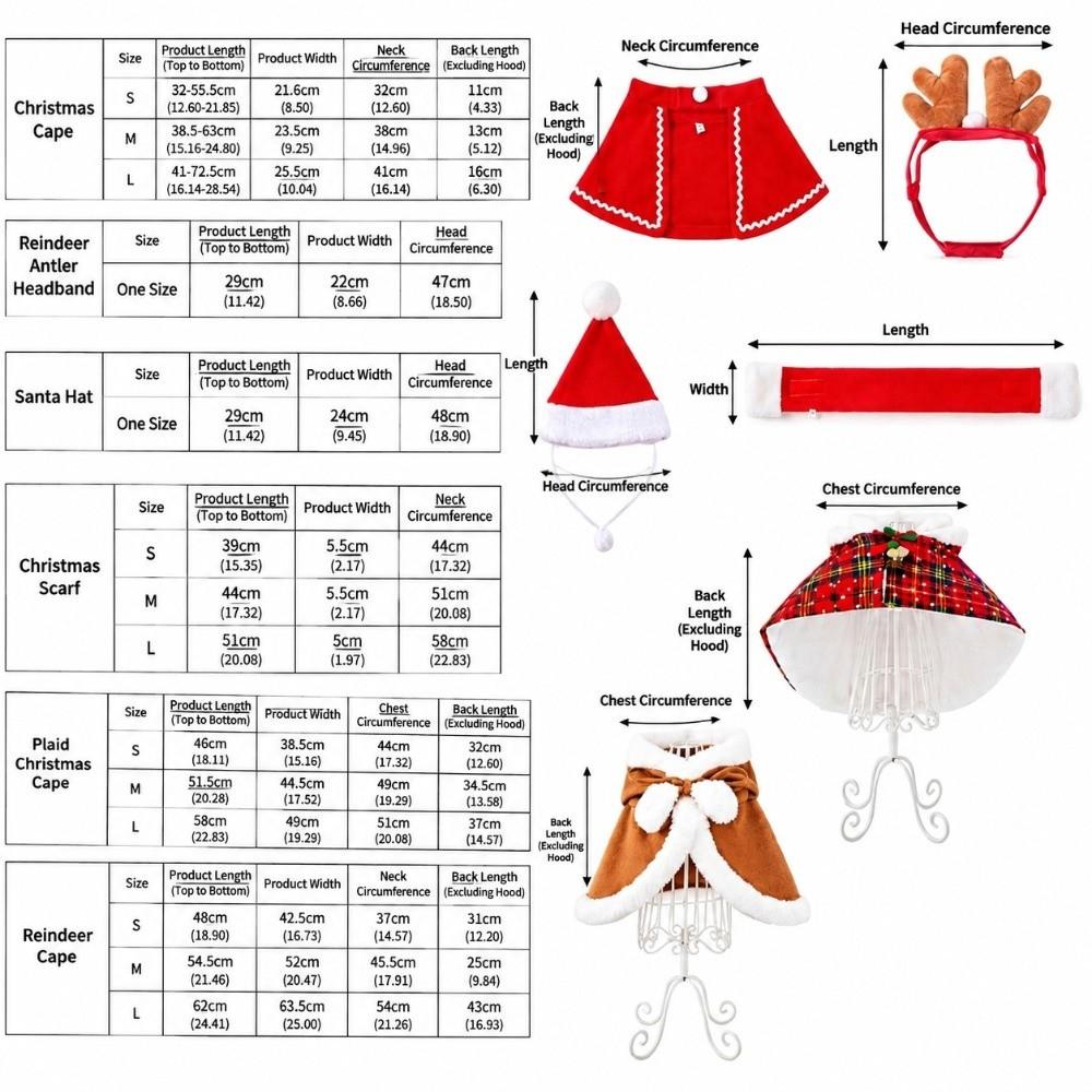 4Pcs Warm Christmas Pet Costume Set Soft Santa Hat Outfit Pet Cape  Small Pet
