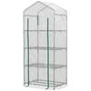 4 Tier Mini Portable Greenhouse Compact Plant Grow Shed Metal Frame PE Cover with Lockable Rolling Wheels, White