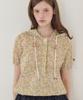 OURHOPE Floral Button-Down Hooded Blouse - Yellow