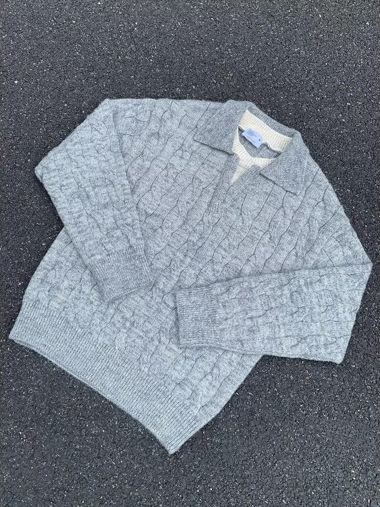 2025 Autumn/Winter Men's Retro Solid Knitwear: Two-Piece Lapel Top