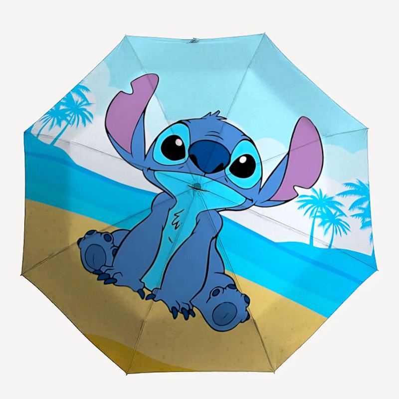 

1pc Stitch Design Automatic Opening/Closing Folding Umbrella with 8 Iron Ribs, Portable Sunshade for Men and Women yy250731105