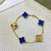 Exquisites Vierblättriges Kleeblatt Armband für Damen Fünf-Blüten Armband Zweiseitiges Natürliches Weißes Perlmutt und Karneol Armband