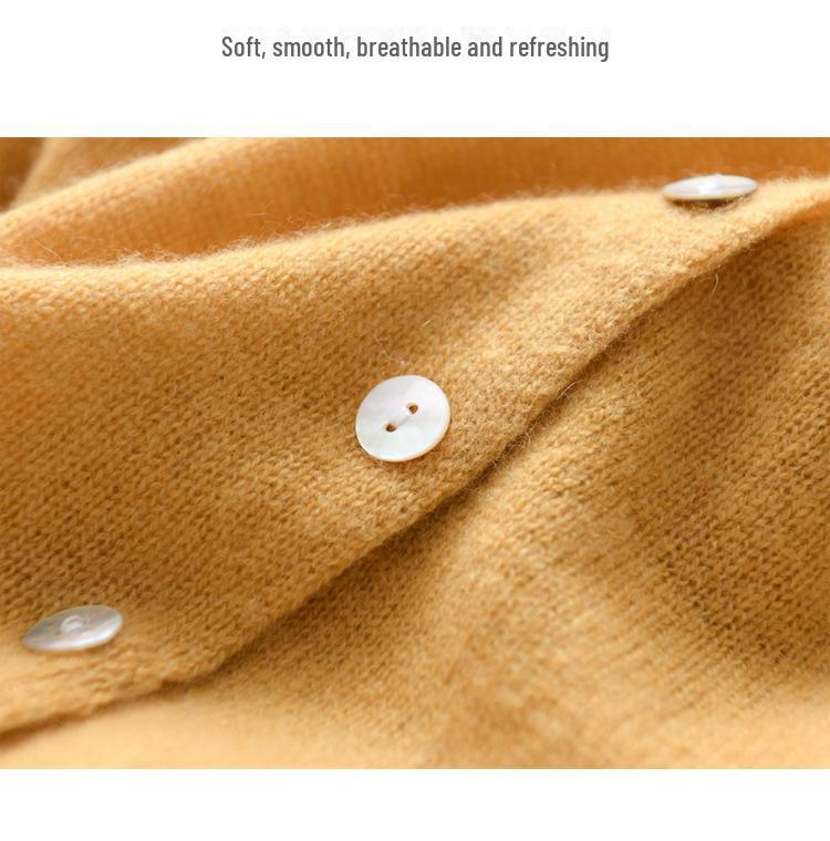 2024 Autumn Women's Low Round Neck Single-Breasted Knitted Cardigan Sweater