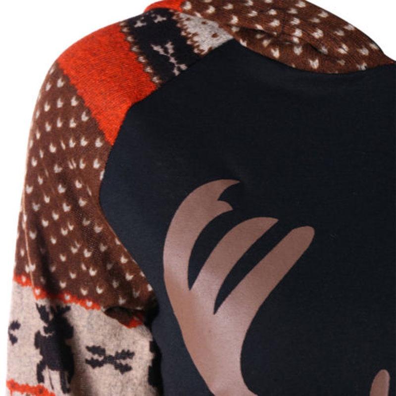 Hot Lady Women Dress Christmas Elk Print Long Sleeve Hooded Evening Party Dress For Festive Occasions