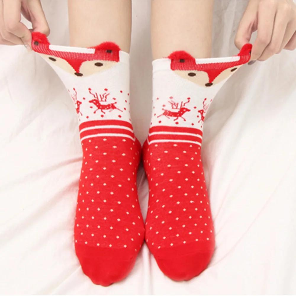 Runtow 4 Pairs Cartoon Christmas Socks , Santa Claus Gifts ,Elk Christmas Stocking ,Xmas Happy New Year Party Decor
