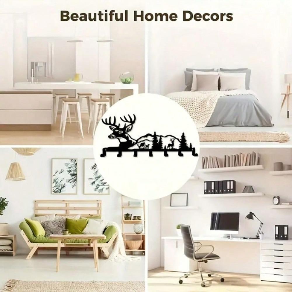 Metal Deer Wall Key Hook Entry Organizer Nature Gift Home Decor