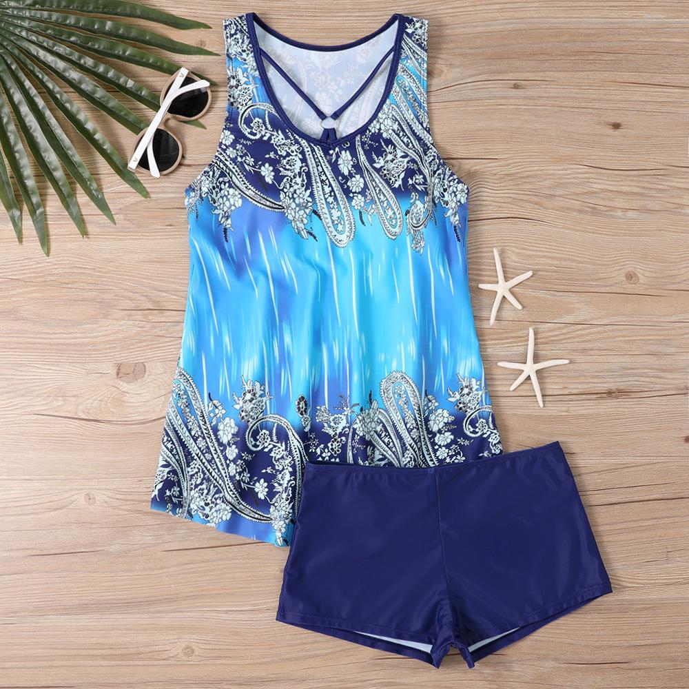 Women's Halter Complex Patterns Print Bikini Tankini Swimsuit