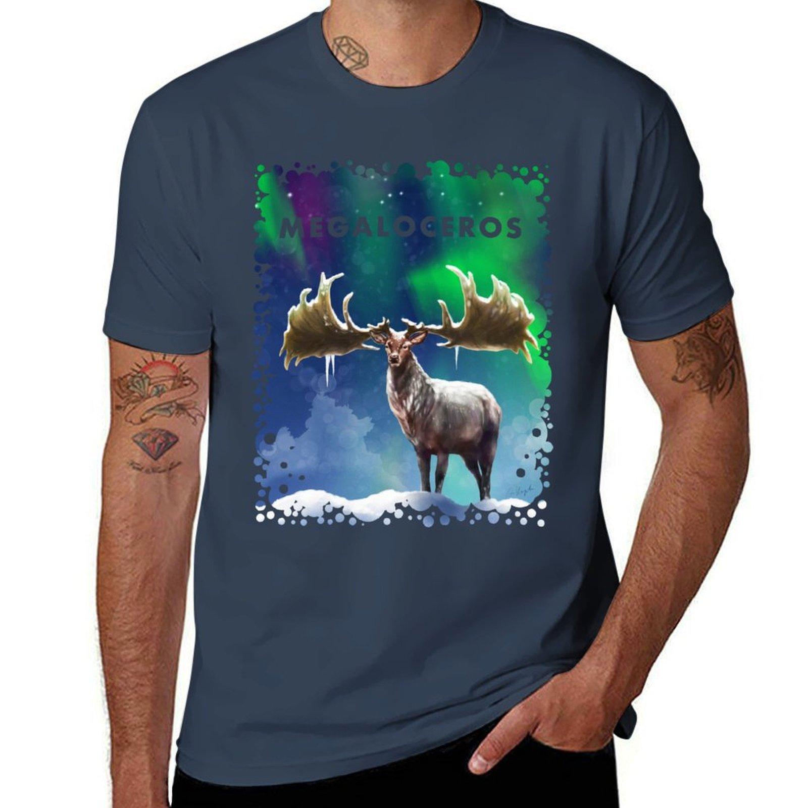 Megaloceros Giganteus Irish Elk Giant Deer Original Artwork Tshirt Creative Graphic Tee Shirt S